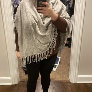 Design history cashmere fringe poncho